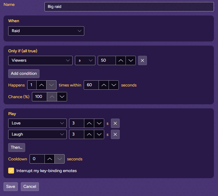 The Big raid rule: Raid, Viewers at least 50, Love then Laugh